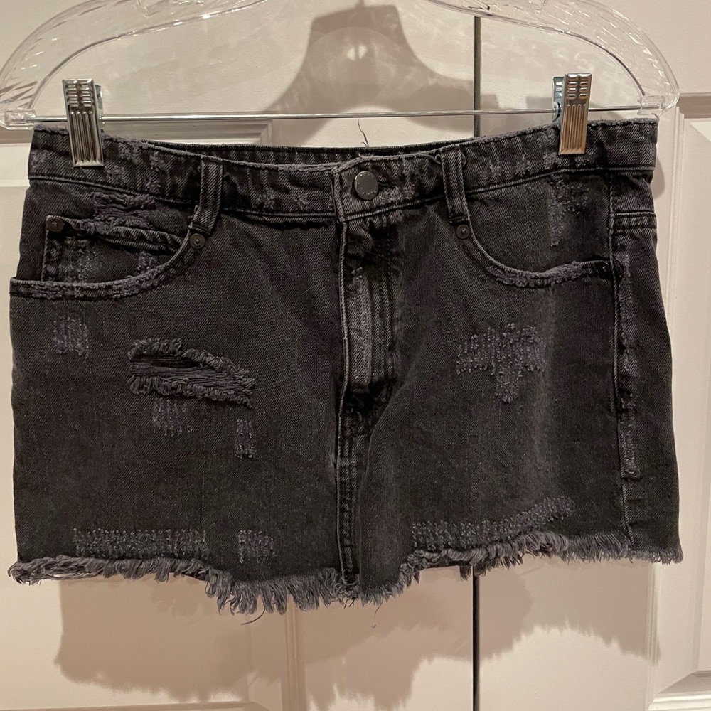 Free People Distressed Denim Skirt